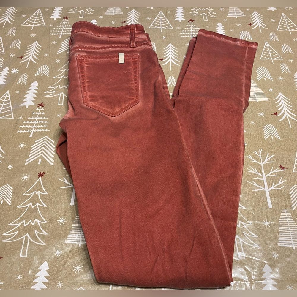 Joe’s brand jeans, rusty orange colored, 25 waist and 32 inseam. (J28)